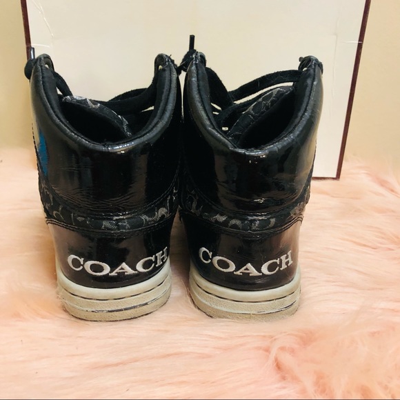 COACH - NORRA STYLE - BLACK SIGNATURE CANVAS & LEATHER WOMEN’S HIGHTOPS - SZ 7 - Picture 5 of 12